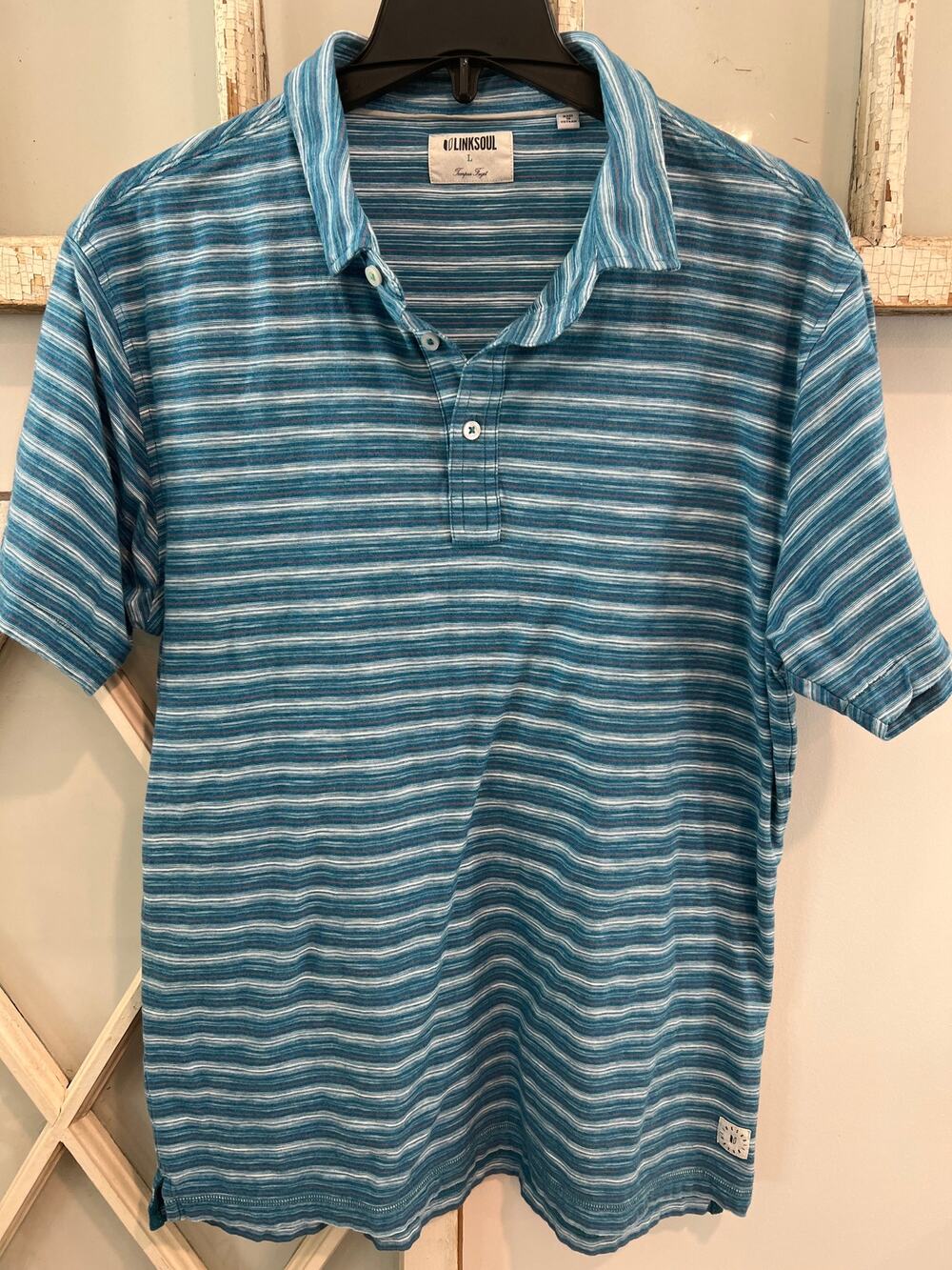 Linksoul size large striped golf polo shirt